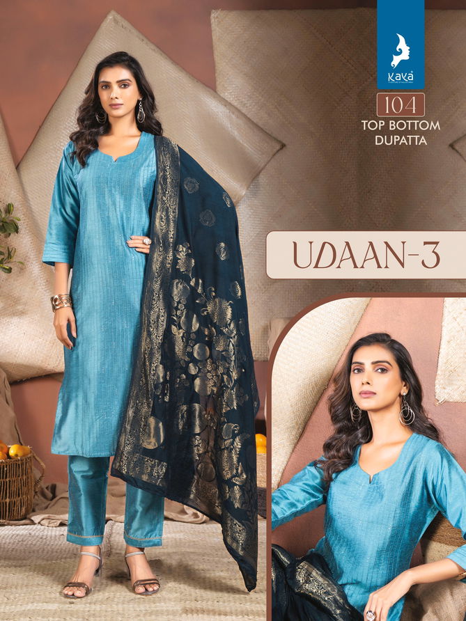 Udaan 3 By Kaya Plain Pure Silk Kurti With Bottom Dupatta Wholesale Price In Surat